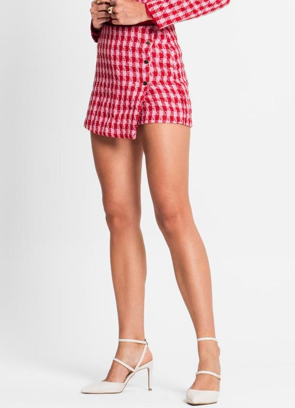 Endless - Shorts Saia Feminino em Tweed Vermelho