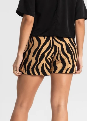 Rovitex - Shorts Saia Feminino Estampado Marrom - ROVITEX