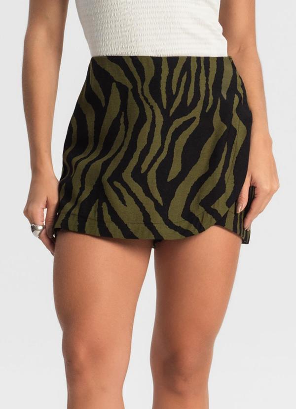 Rovitex - Shorts Saia Feminino Estampado Verde