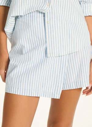 Doce Trama - Shorts Saia Listrado Azul - DOCE TRAMA