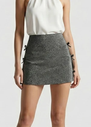 Yends Fashion - Shorts Saia Lurex com Brilho Cinza - YENDS FASHION