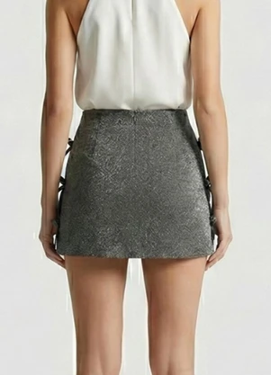 Yends Fashion - Shorts Saia Lurex com Brilho Cinza - YENDS FASHION