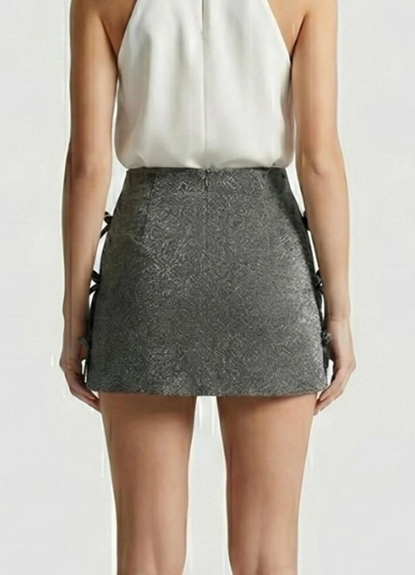 Yends Fashion - Shorts Saia Lurex com Brilho Cinza 2