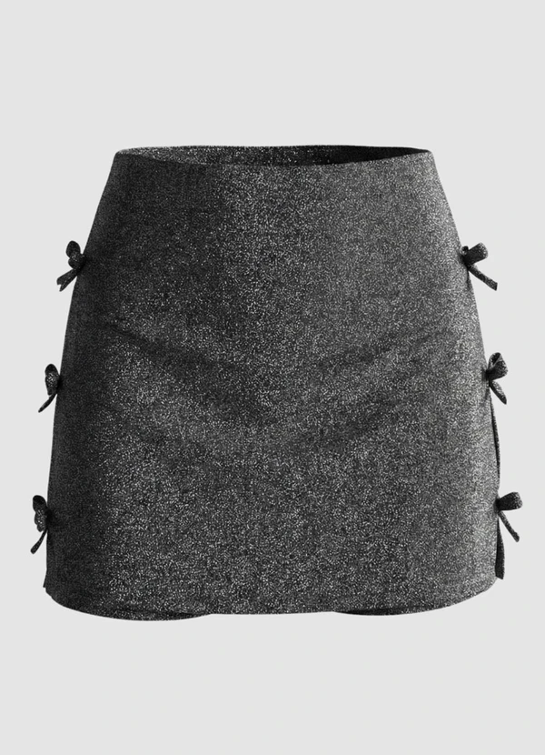 Yends Fashion - Shorts Saia Lurex com Brilho Cinza 6