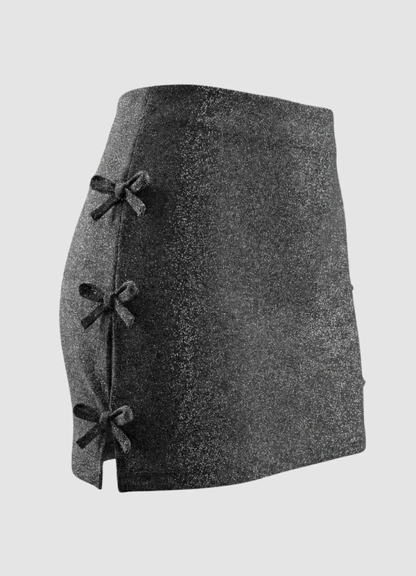 Yends Fashion - Shorts Saia Lurex com Brilho Cinza 7