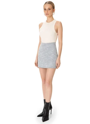 Enfim - Shorts Saia Reta em Lurex Cinza - ENFIM