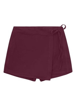 Enfim - Shorts Saia Transpassado Amarração Bordô - ENFIM