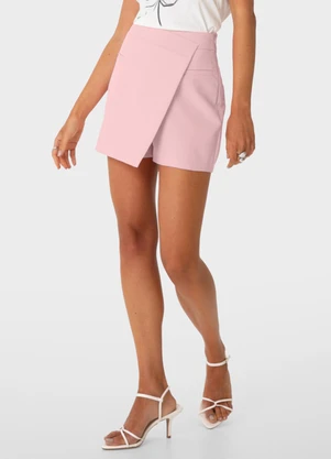 Enfim - Shorts Saia Transpassado Rosa Pastel - ENFIM