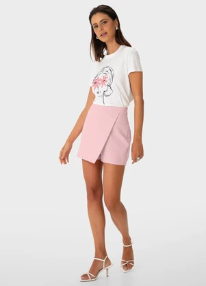 Enfim - Shorts Saia Transpassado Rosa Pastel - ENFIM