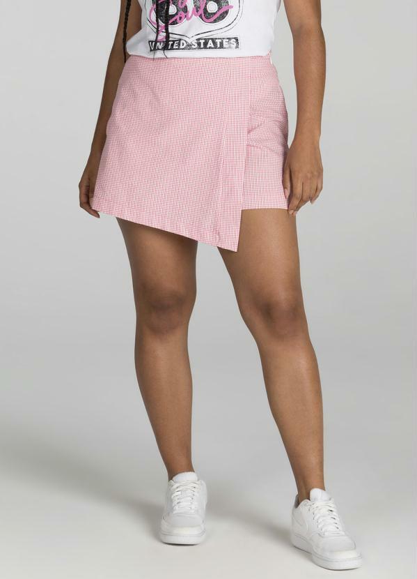 Enfim - Shorts Saia Vichy Rosa