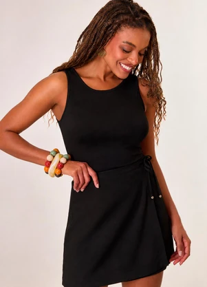 Naguchi - Shortssaia Alfaiataria com Amarracao Preto  - NAGUCHI