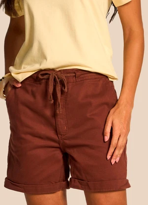 Doce Trama - Bermuda Boyfriend Sarja Cotton Cordão Marrom - DOCE TRAMA