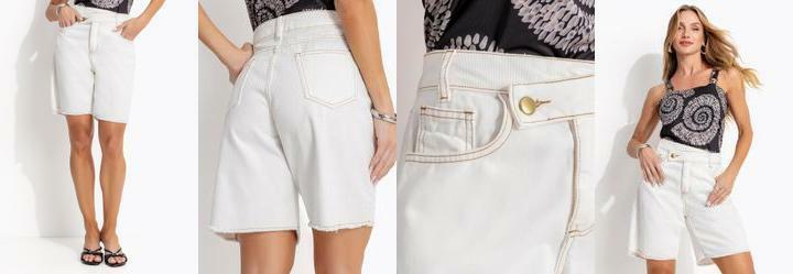 Bermuda Off White em Jeans