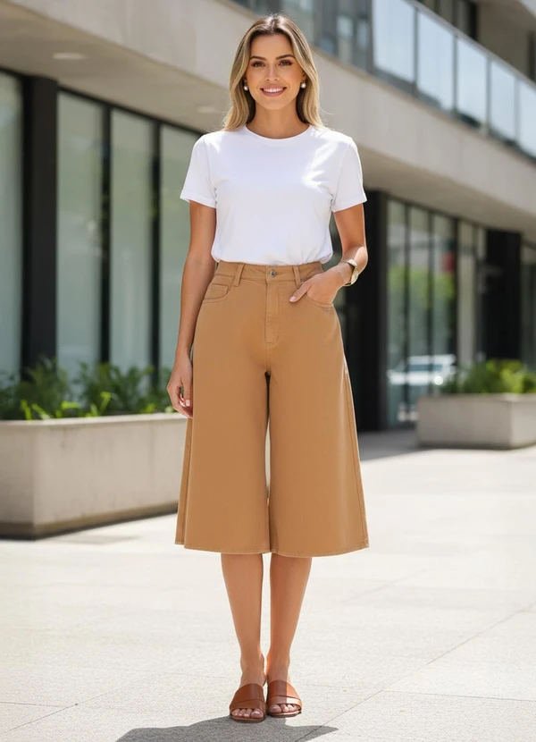 Quintess - Jorts Caramelo em Sarja 9