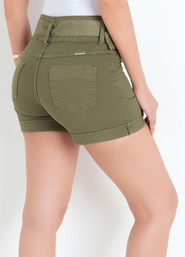 Sawary Jeans - Short Clochard Verde Militar Sawary com Faixa 2