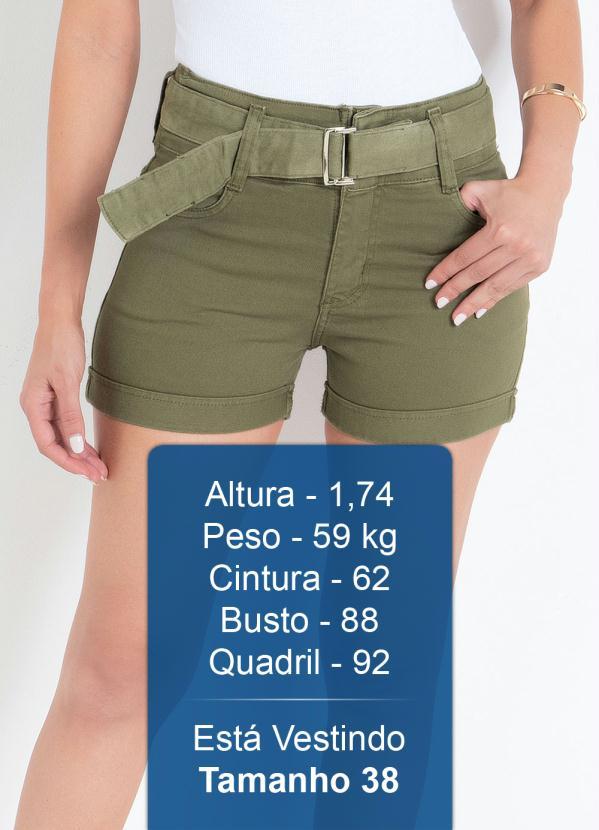 Sawary Jeans - Short Clochard Verde Militar Sawary com Faixa 3