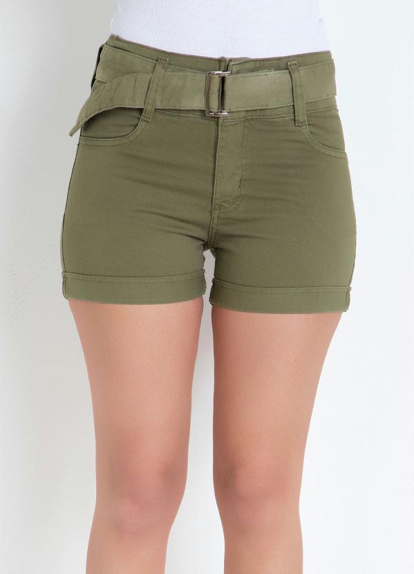 Sawary Jeans - Short Clochard Verde Militar Sawary com Faixa 6
