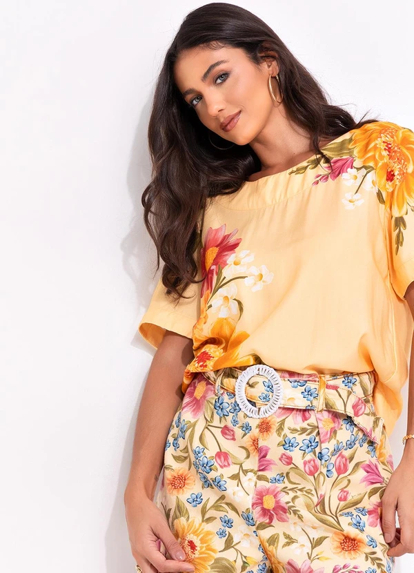 Farm - Short Sarja Floral Mari Amarelo 10