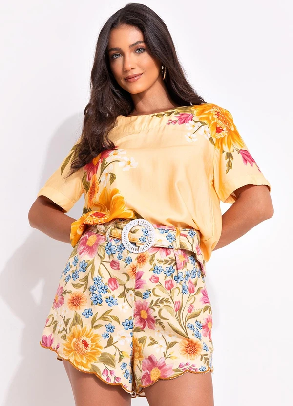 Farm - Short Sarja Floral Mari Amarelo 8