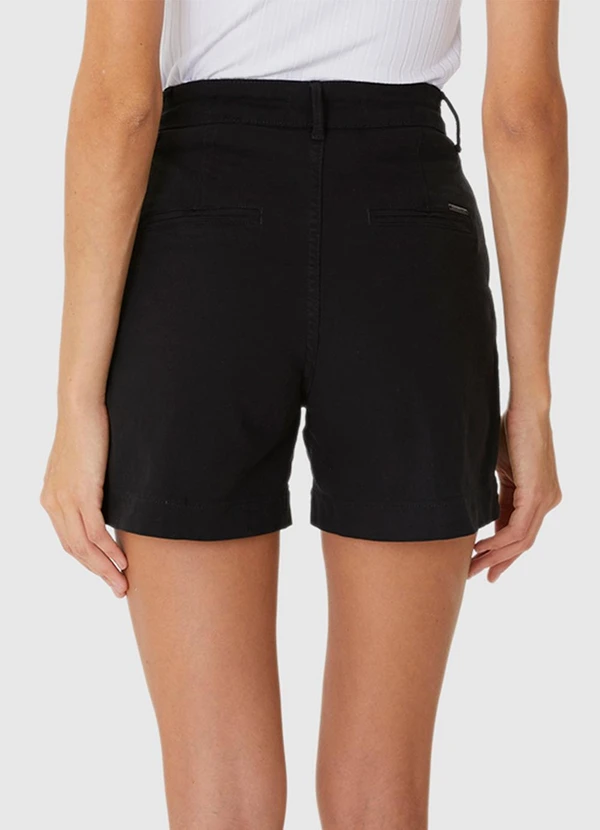 Malwee - Shorts Alfaiataria Cintura Alta em Sarja Preto 2