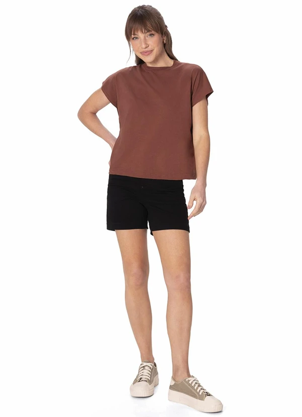 Malwee - Shorts Alfaiataria Cintura Alta em Sarja Preto 3