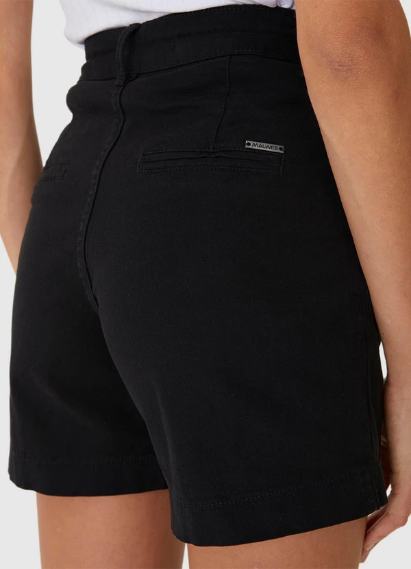 Malwee - Shorts Alfaiataria Cintura Alta em Sarja Preto 6