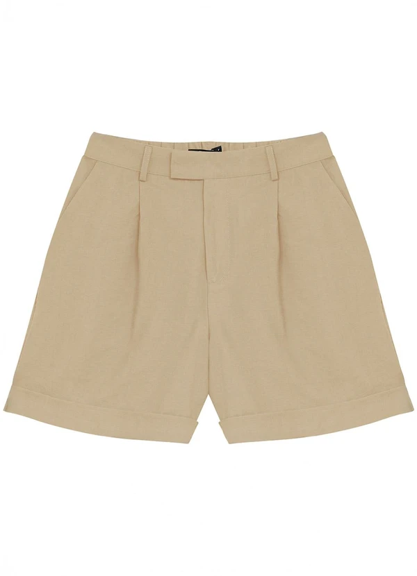 Enfim - Shorts Alfaiataria com Pregas Areia