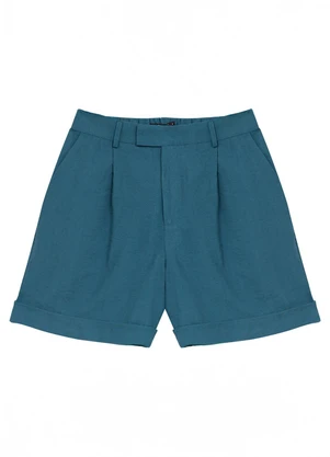 Enfim - Shorts Alfaiataria com Pregas Azul Turquesa - ENFIM
