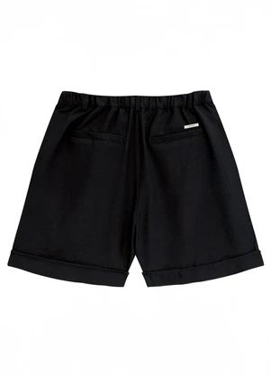 Enfim - Shorts Alfaiataria com Pregas Preto - ENFIM