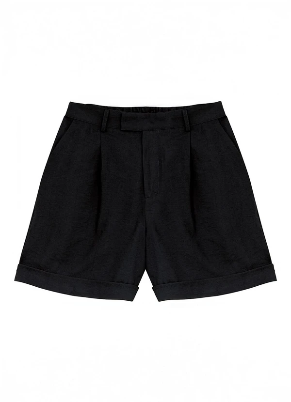 Enfim - Shorts Alfaiataria com Pregas Preto