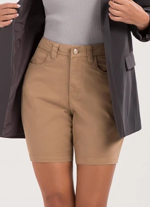 Lunender - Shorts Boyfriend com Cintura Média Marrom - LUNENDER