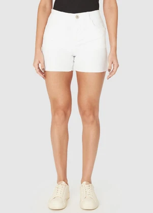 Malwee - Shorts Cintura Alta em Sarja Branco - MALWEE
