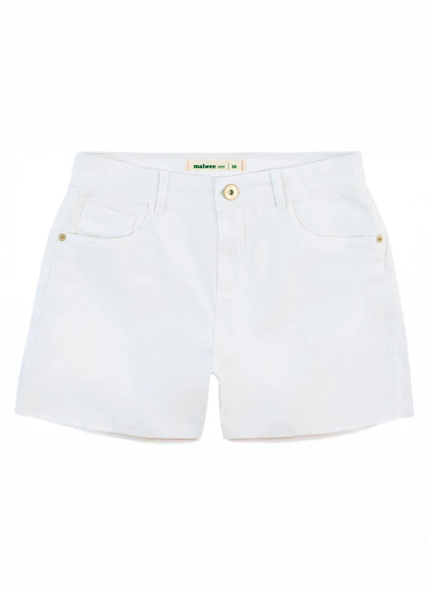 Malwee - Shorts Cintura Alta em Sarja Branco 6
