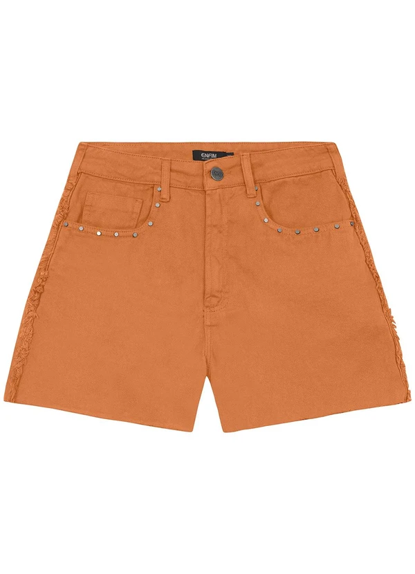 Enfim - Shorts Cintura Alta em Sarja Marrom 3