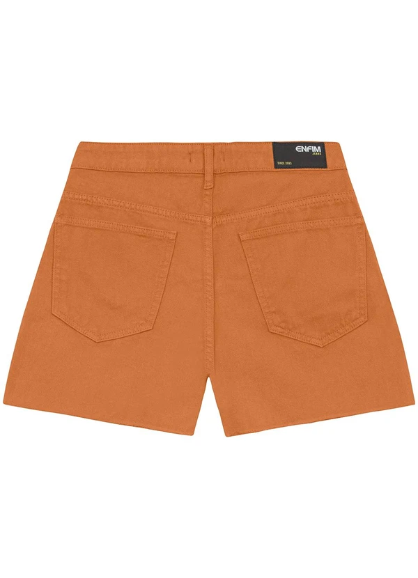 Enfim - Shorts Cintura Alta em Sarja Marrom 4