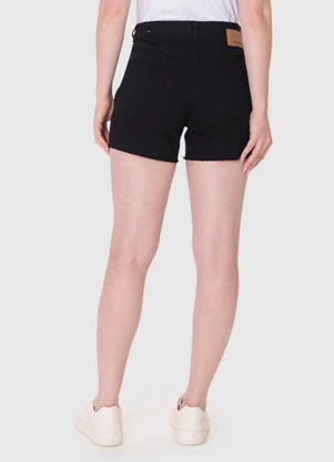 Malwee - Shorts Cintura Alta em Sarja Preto - MALWEE