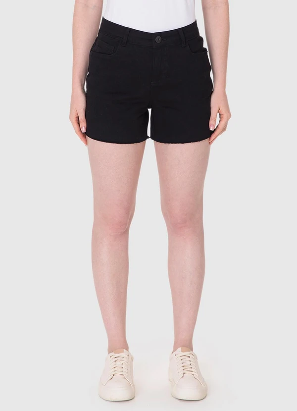 Malwee - Shorts Cintura Alta em Sarja Preto 1