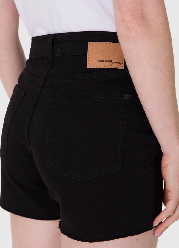 Malwee - Shorts Cintura Alta em Sarja Preto 4