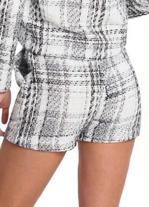 Endless - Shorts Feminino Tweed Bege - ENDLESS