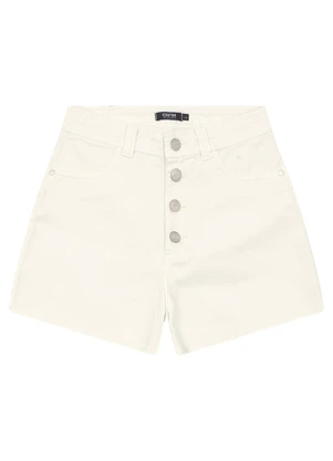 Enfim - Shorts Mom Cintura Alta Sarja Off White - ENFIM