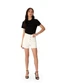 Enfim - Shorts Mom Cintura Alta Sarja Preto - variação: Off White