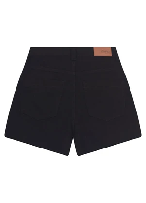 Enfim - Shorts Mom Cintura Alta Sarja Preto - ENFIM