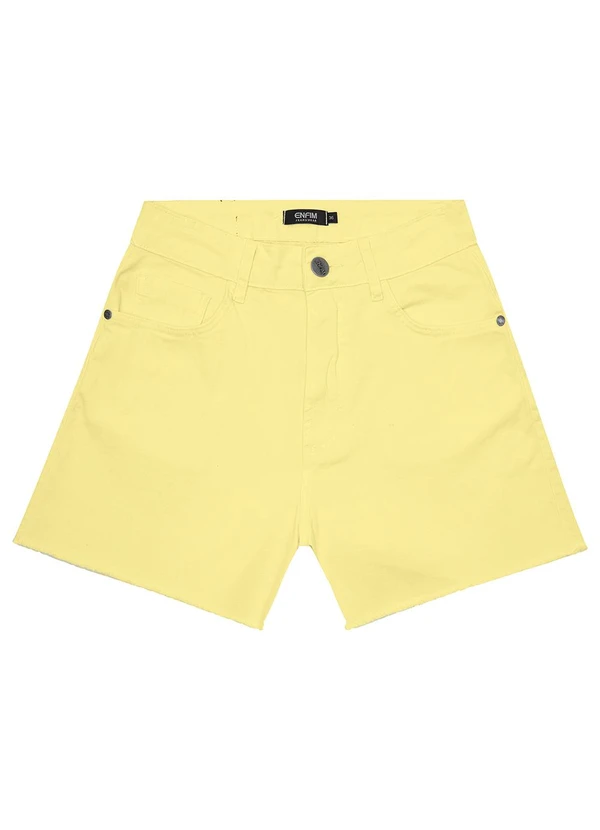 Enfim - Shorts Mom em Sarja Amarelo Manteiga 3