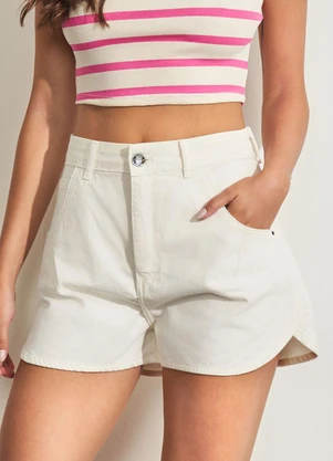 Sofie - Shorts Mom em Sarja Branco - SOFIE