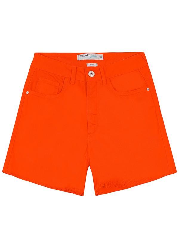 Malwee - Shorts Mom em Sarja Laranja