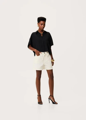 Enfim - Shorts Mom em Sarja Off White - ENFIM