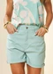Doce Trama - Shorts Mom Oliva em Sarja Azul - variação: Azul