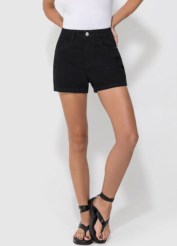 Enfim - Shorts Preto Comfort em Sarja