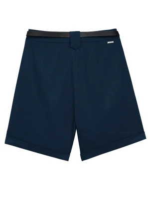 Enfim - Shorts Reto Sarjado Azul Marinho - ENFIM