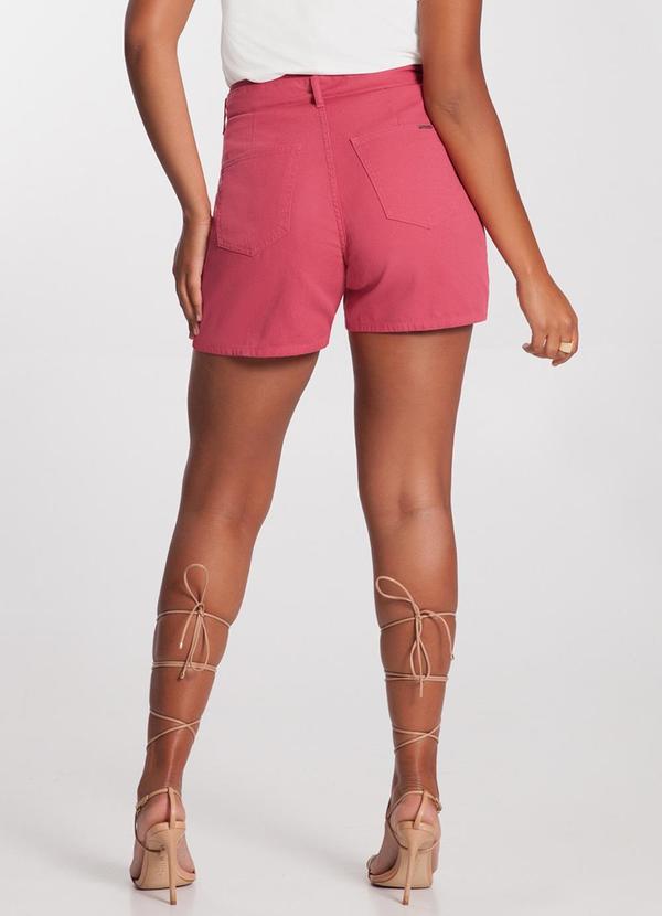 Lunender - Shorts Sarja Cintura Alta com Cinto Rosa 2